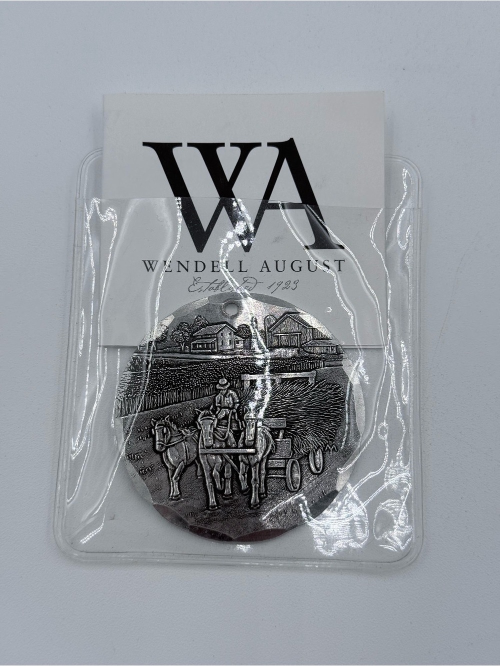 VTG Wendell August Forge Aluminum Christmas Ornament Amish Co Horse Drawn Buggy